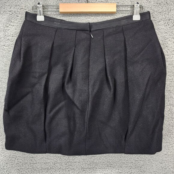 BCBGMAXAZRIA Runway Women's Size 10 Black Wool Pleated Silk Lined Mini Skirt - Picture 5 of 10
